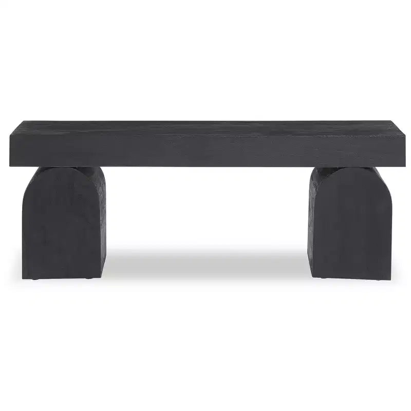 Banc d'appoint – Bois massif noir mat avec pieds décoratifs surdimensionnés