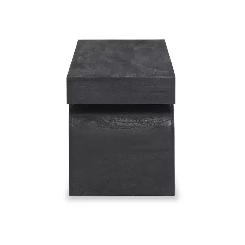 Banc d'appoint – Bois massif noir mat avec pieds décoratifs surdimensionnés