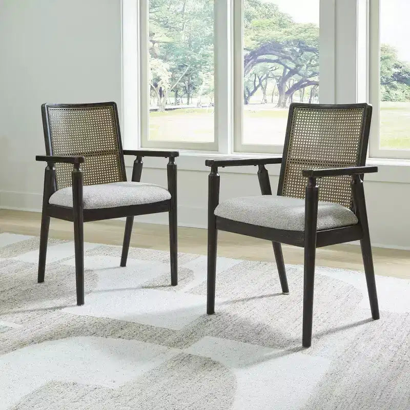Lot de 2 chaises de salle à manger avec accoudoirs Noir