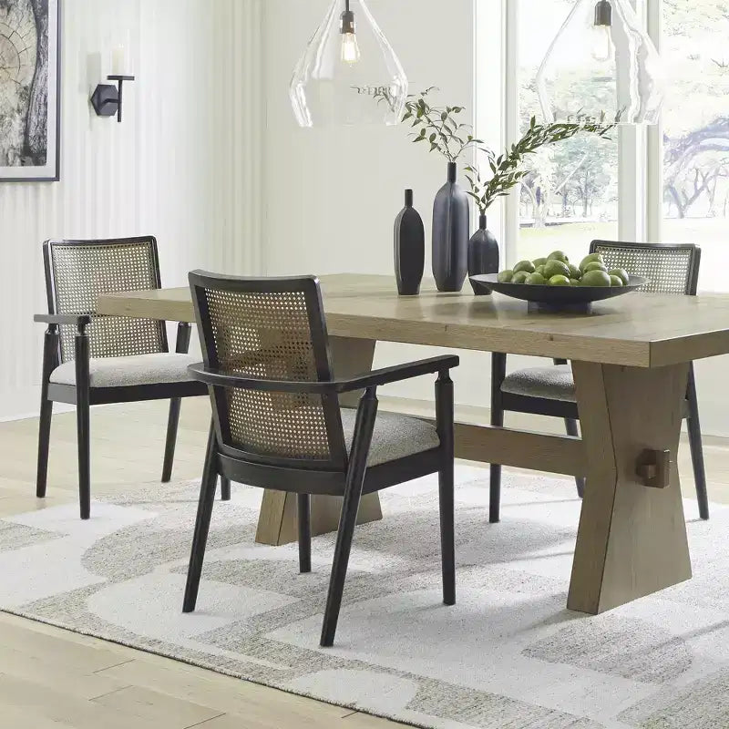 Lot de 2 chaises de salle à manger avec accoudoirs Noir