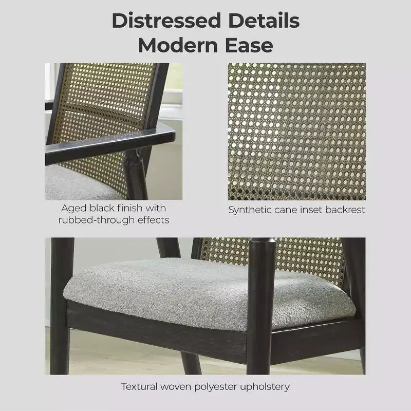Lot de 2 chaises de salle à manger avec accoudoirs Noir