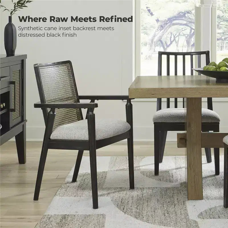 Lot de 2 chaises de salle à manger avec accoudoirs Noir