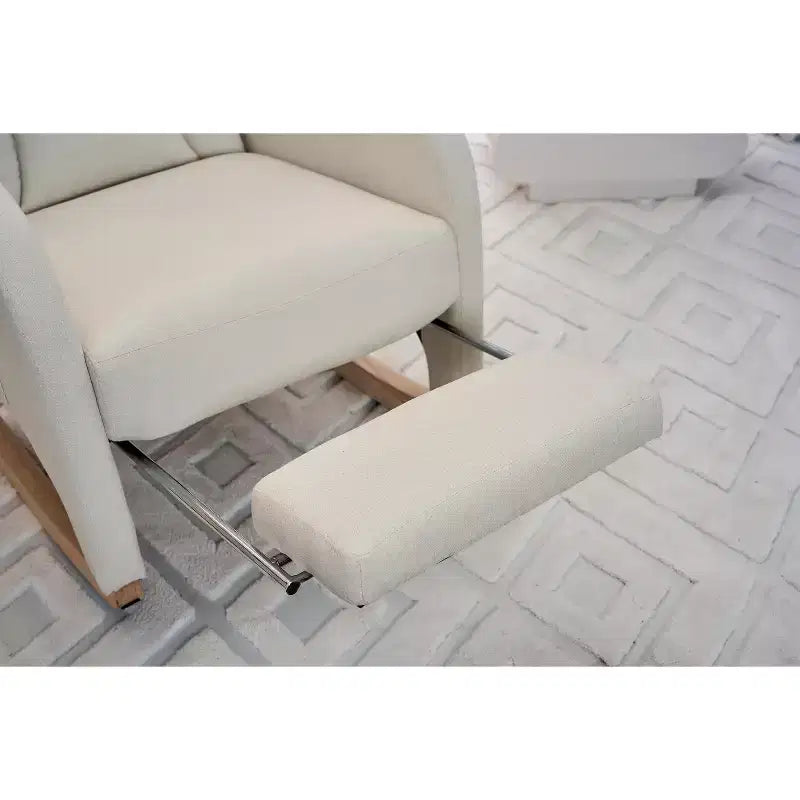Fauteuil à bascule de chambre d'enfant en coton lin/tissu Teddy, fauteuil d'appoint rembourré