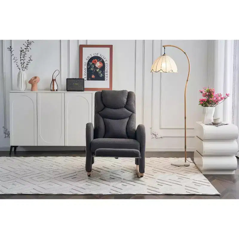 Fauteuil à bascule de chambre d'enfant en coton lin/tissu Teddy, fauteuil d'appoint rembourré