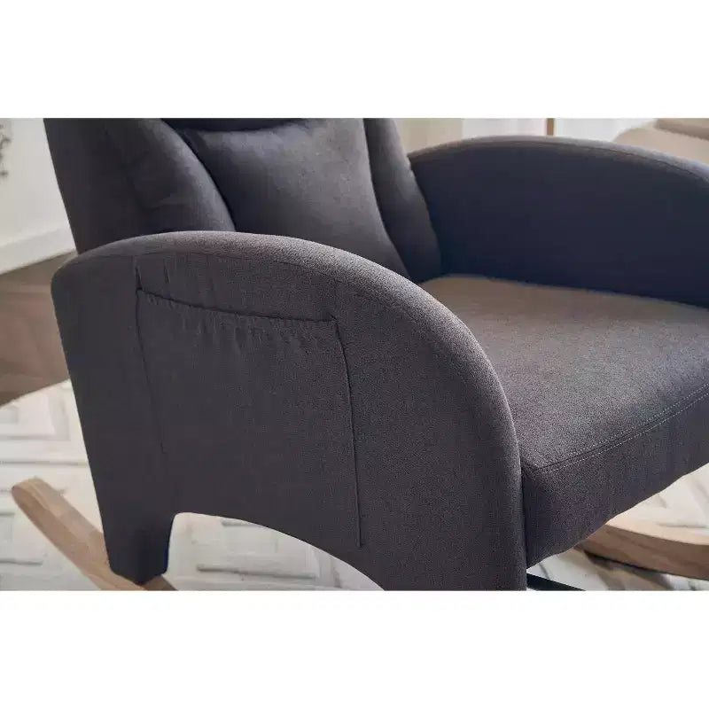 Fauteuil à bascule de chambre d'enfant en coton lin/tissu Teddy, fauteuil d'appoint rembourré