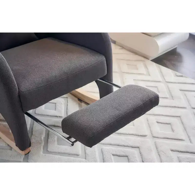 Fauteuil à bascule de chambre d'enfant en coton lin/tissu Teddy, fauteuil d'appoint rembourré
