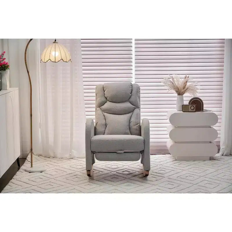 Fauteuil à bascule de chambre d'enfant en coton lin/tissu Teddy, fauteuil d'appoint rembourré