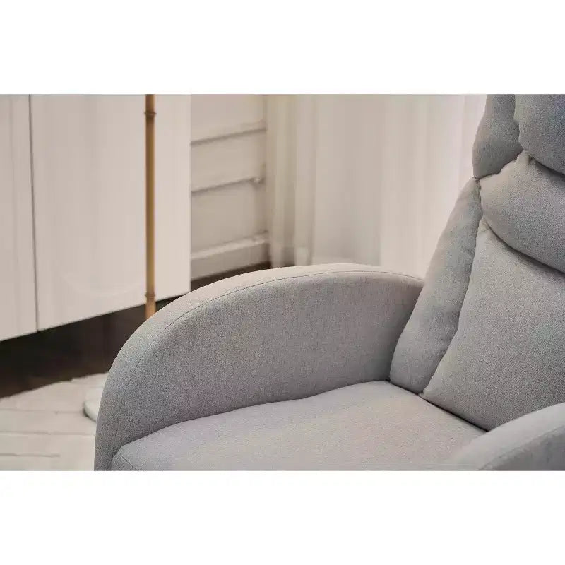 Fauteuil à bascule de chambre d'enfant en coton lin/tissu Teddy, fauteuil d'appoint rembourré