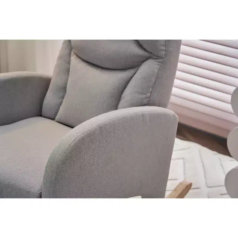 Fauteuil à bascule de chambre d'enfant en coton lin/tissu Teddy, fauteuil d'appoint rembourré