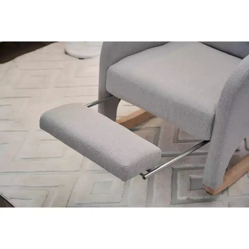 Fauteuil à bascule de chambre d'enfant en coton lin/tissu Teddy, fauteuil d'appoint rembourré