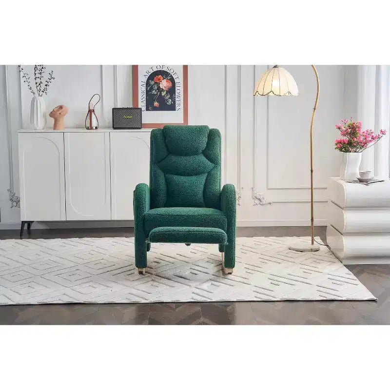 Fauteuil à bascule de chambre d'enfant en coton lin/tissu Teddy, fauteuil d'appoint rembourré