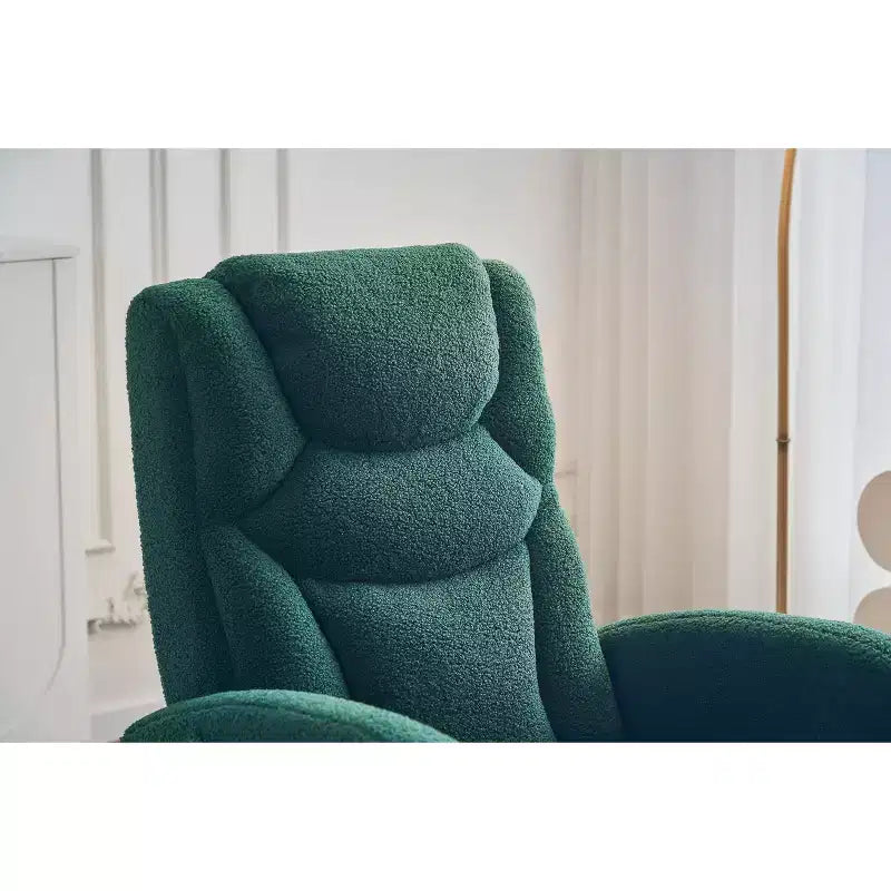 Fauteuil à bascule de chambre d'enfant en coton lin/tissu Teddy, fauteuil d'appoint rembourré