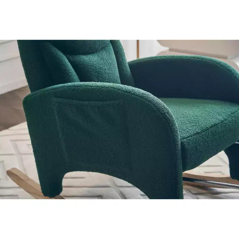 Fauteuil à bascule de chambre d'enfant en coton lin/tissu Teddy, fauteuil d'appoint rembourré