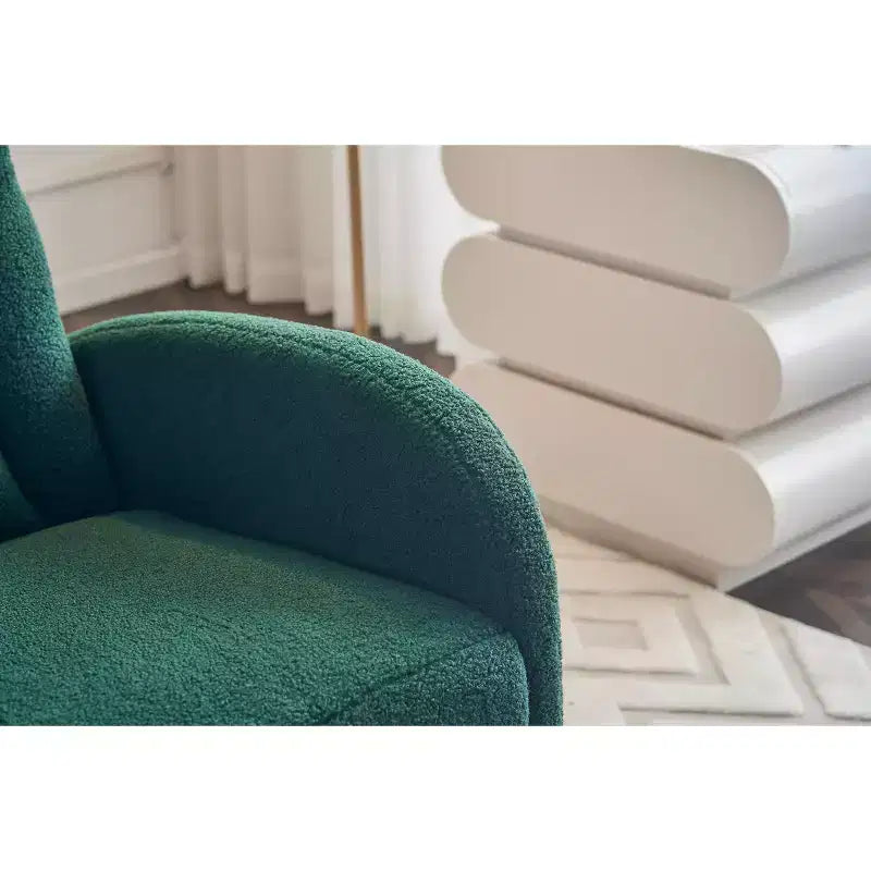 Fauteuil à bascule de chambre d'enfant en coton lin/tissu Teddy, fauteuil d'appoint rembourré