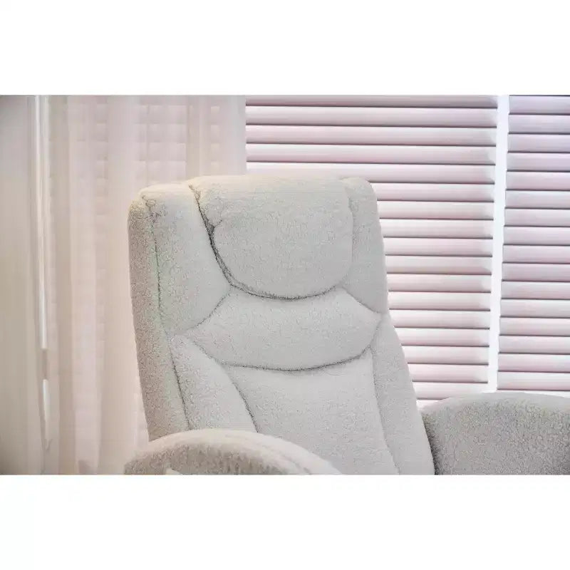 Fauteuil à bascule de chambre d'enfant en coton lin/tissu Teddy, fauteuil d'appoint rembourré
