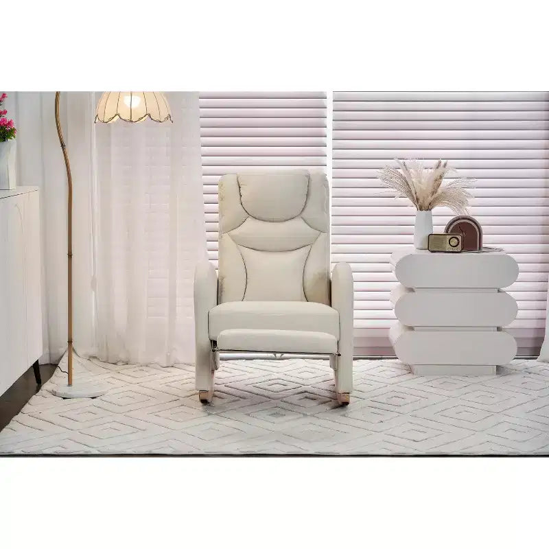 Fauteuil à bascule de chambre d'enfant en coton lin/tissu Teddy, fauteuil d'appoint rembourré