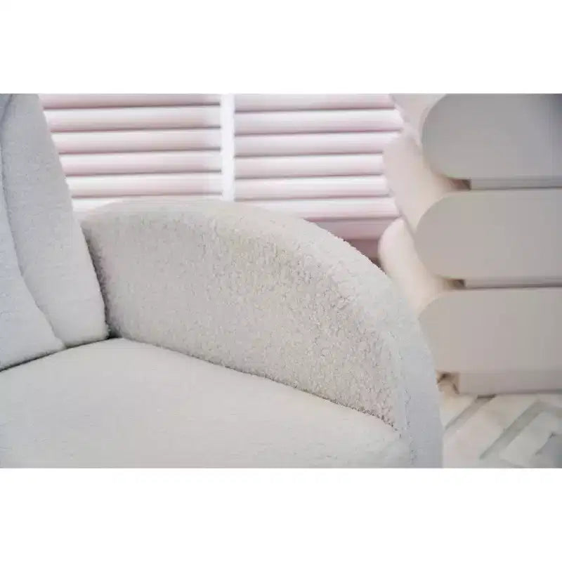 Fauteuil à bascule de chambre d'enfant en coton lin/tissu Teddy, fauteuil d'appoint rembourré