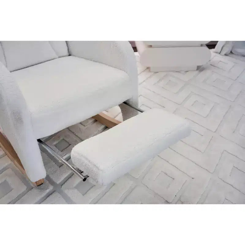 Fauteuil à bascule de chambre d'enfant en coton lin/tissu Teddy, fauteuil d'appoint rembourré