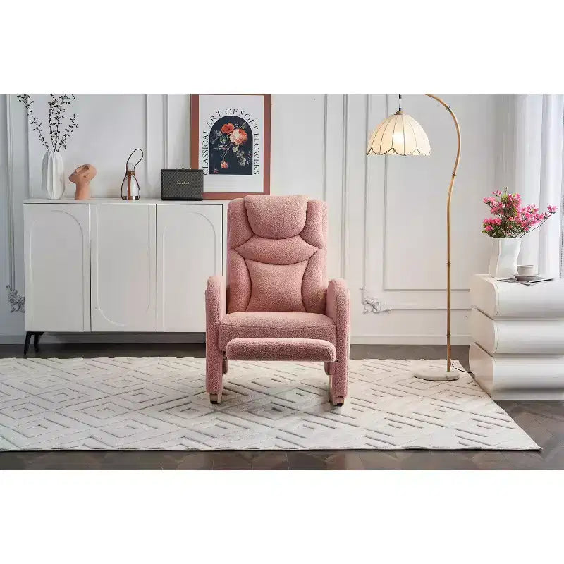 Fauteuil à bascule de chambre d'enfant en coton lin/tissu Teddy, fauteuil d'appoint rembourré
