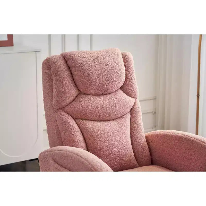 Fauteuil à bascule de chambre d'enfant en coton lin/tissu Teddy, fauteuil d'appoint rembourré