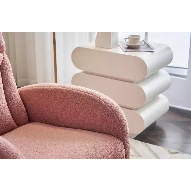 Fauteuil à bascule de chambre d'enfant en coton lin/tissu Teddy, fauteuil d'appoint rembourré