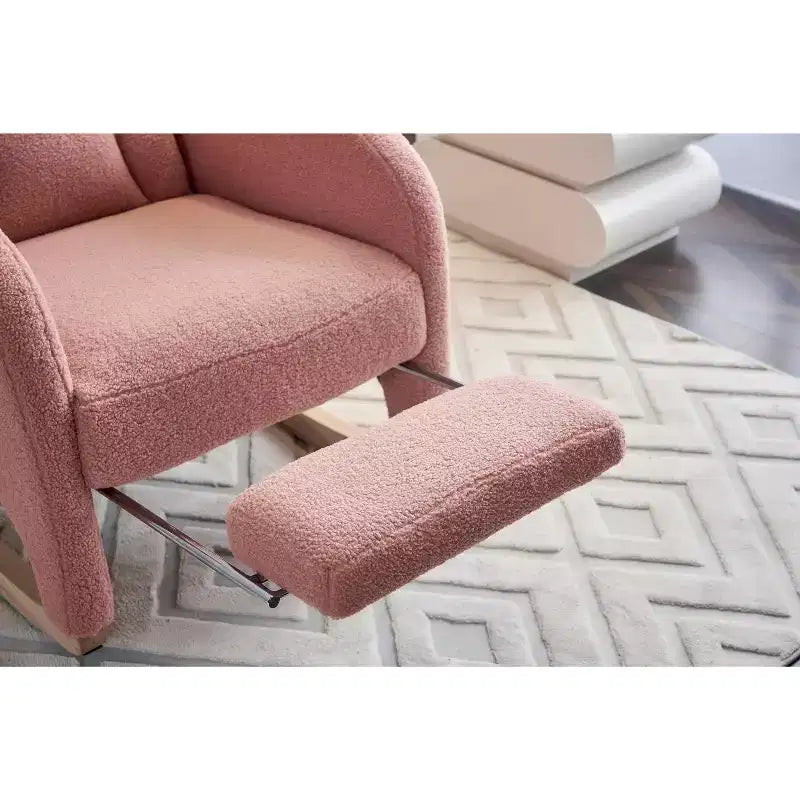 Fauteuil à bascule de chambre d'enfant en coton lin/tissu Teddy, fauteuil d'appoint rembourré