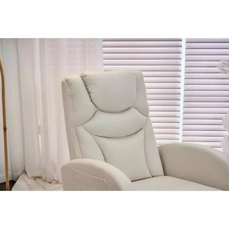 Fauteuil à bascule de chambre d'enfant en coton lin/tissu Teddy, fauteuil d'appoint rembourré
