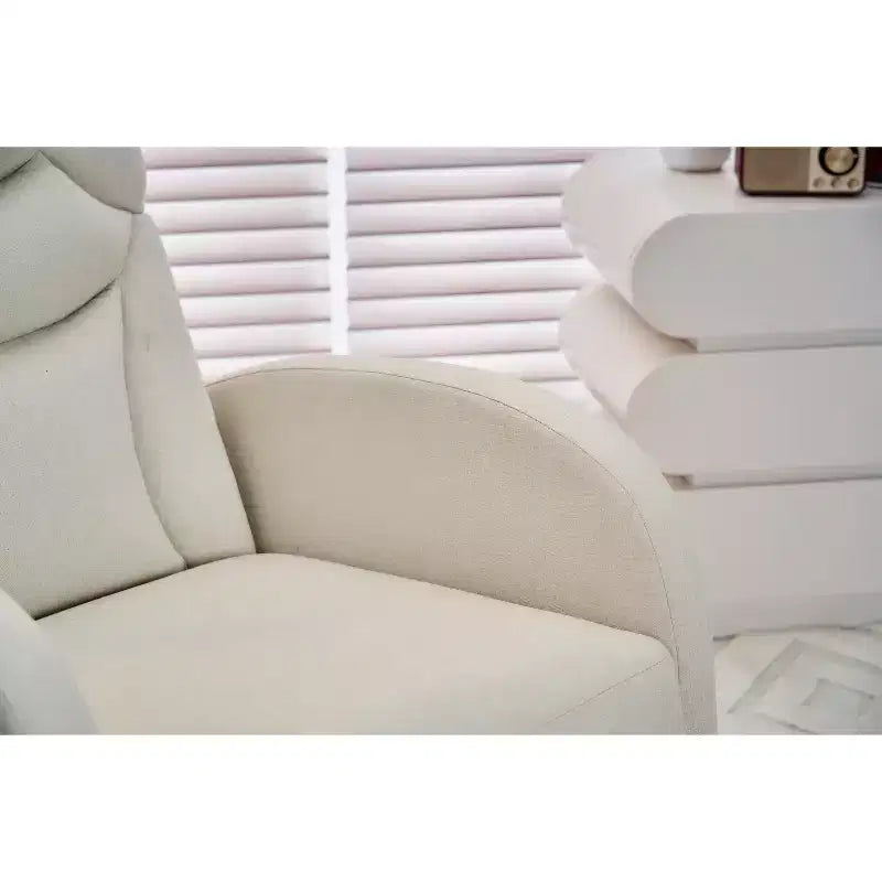 Fauteuil à bascule de chambre d'enfant en coton lin/tissu Teddy, fauteuil d'appoint rembourré