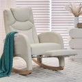 Cotton Linen/Teddy Fabric Nursery Rocking Chair Upholstered Accent Chair With Adjustable Footrest 4W -ModernLuxe