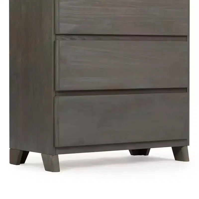 Commode de ferme en bois massif à 5 tiroirs
