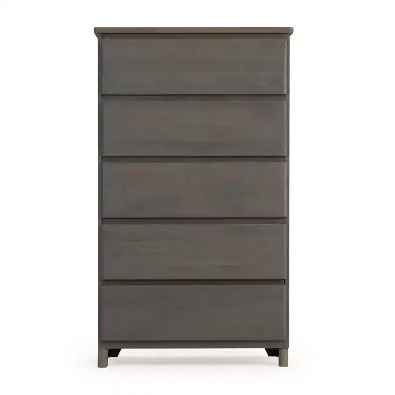 Commode de ferme en bois massif à 5 tiroirs
