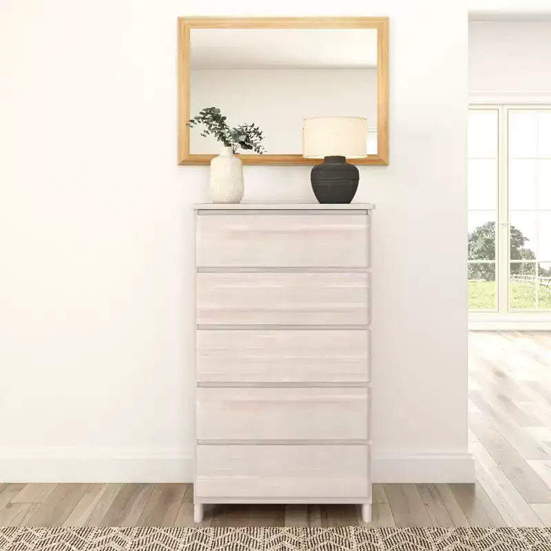 Commode de ferme en bois massif à 5 tiroirs