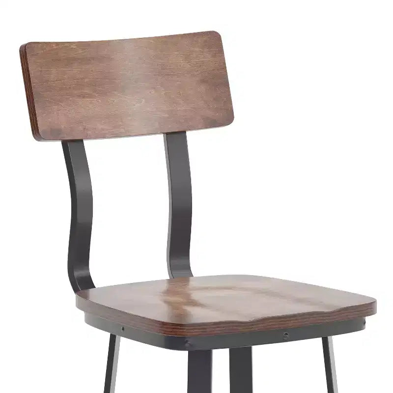 Tabouret de bar de restaurant avec assise et dossier en bois et structure thermolaquée