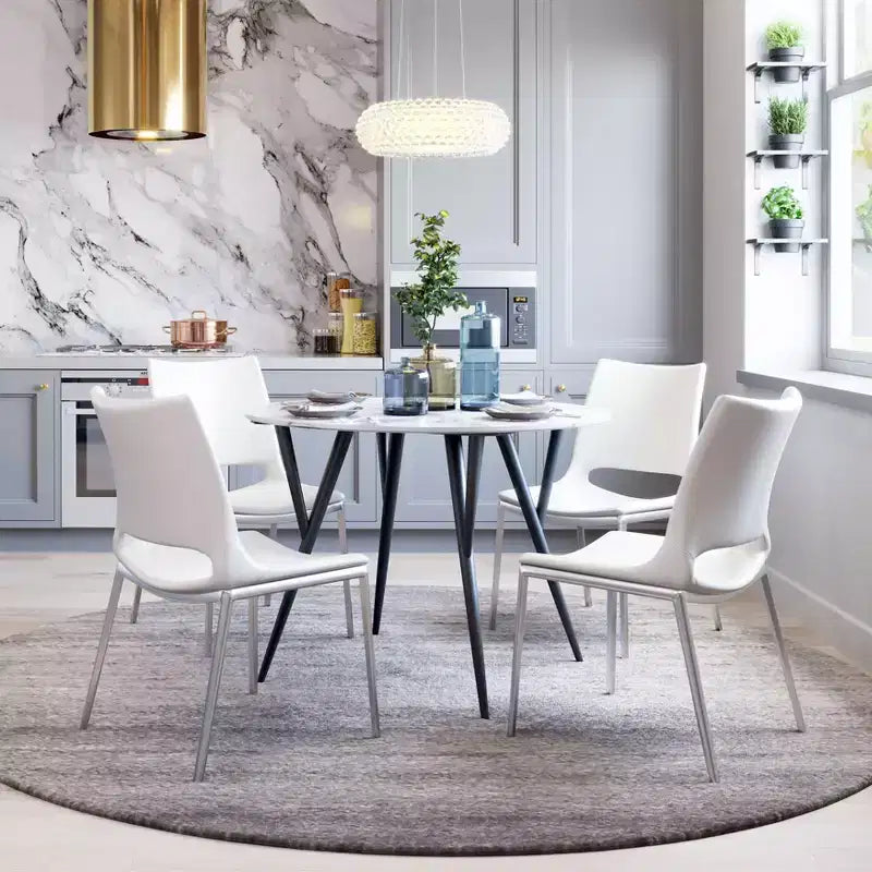 Chaises de salle à manger avec cadre en acier rembourré