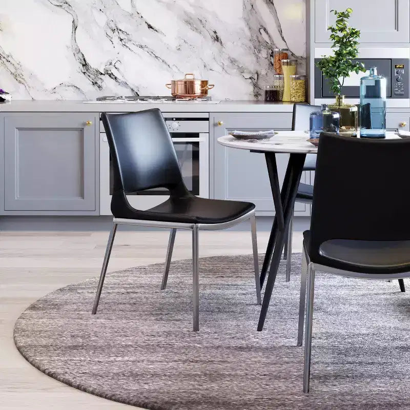 Chaises de salle à manger avec cadre en acier rembourré
