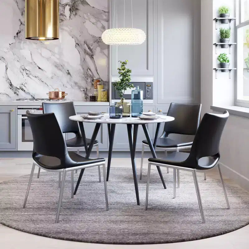 Chaises de salle à manger avec cadre en acier rembourré