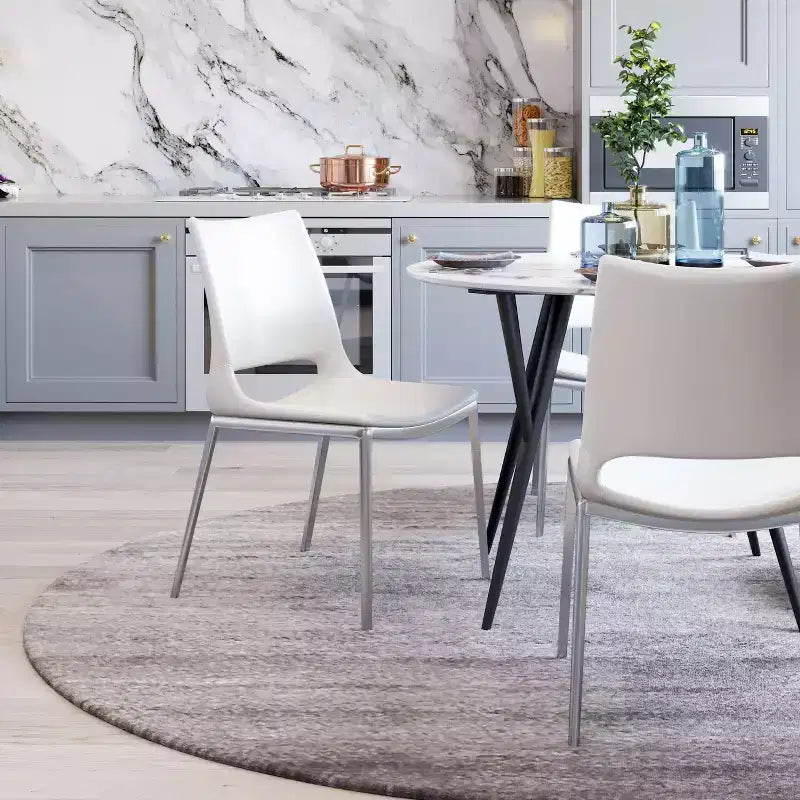 Chaises de salle à manger avec cadre en acier rembourré